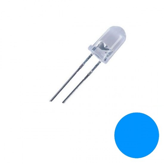 5mm Super Bright Blue LED - 455-465nm 3.0-3.4V 3-5000 MCD