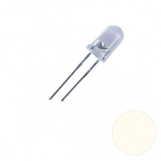 5mm Super Bright Warm White LED - 2800-3500K 3.0-3.4V 14-16000 MCD